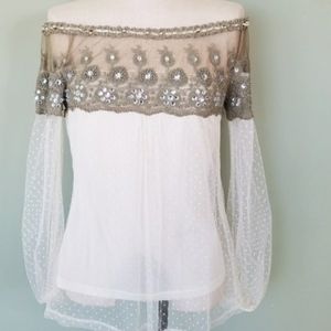 Wild Blossoms Lace Off The Shoulder Gypsy Blouse